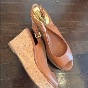 Michael Kors Brown Peep-Toe Wedges